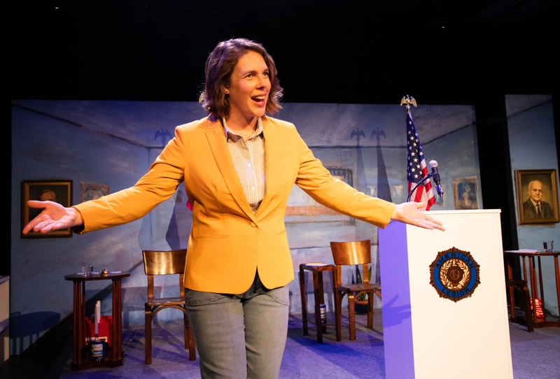 Charlotte Kinder in WHAT THE CONSTITUTION MEANS TO ME by Heidi Schreck at Wilbury Theatre Group, Providence RI; photo by Erin X. Smithers.